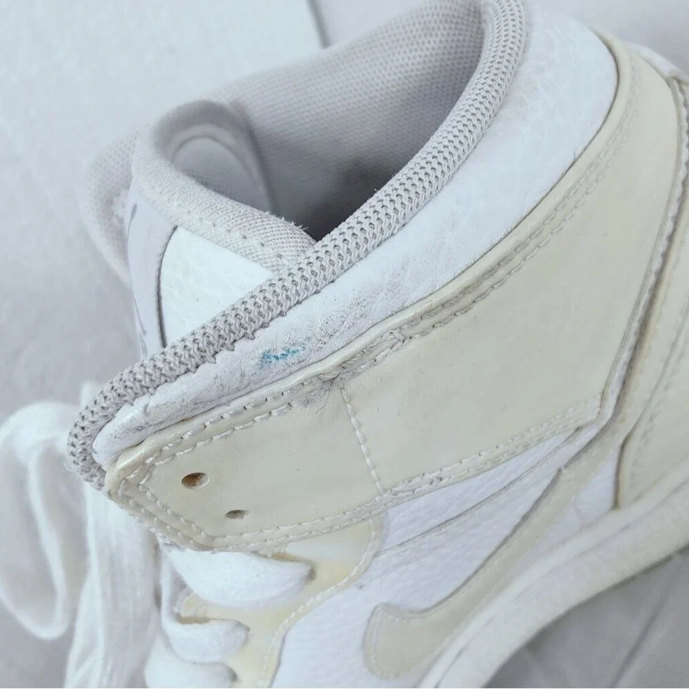 Nike Kids' Air Jordan 1 Retro Phat Mid White Cream Basketball Sneakers, 5.5Y